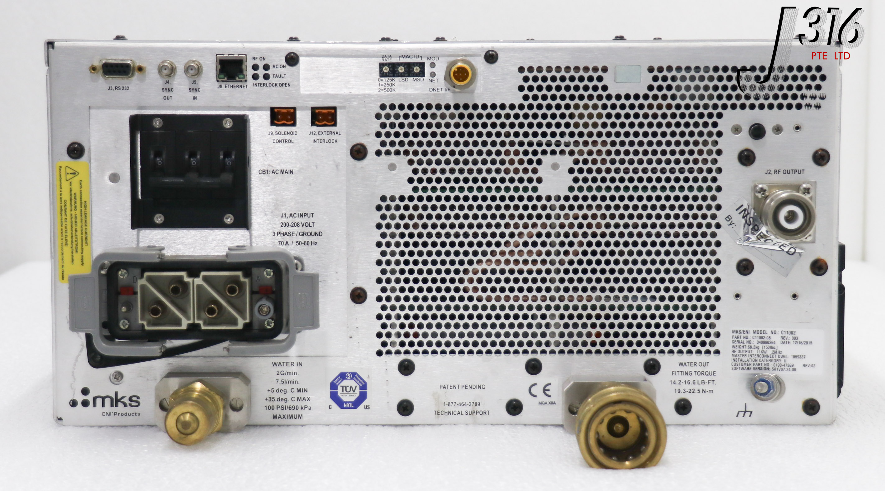 35049 MKS / ENI RF GENERERATOR, KEINOS, 11KW 2MHZ, P/N: C11002-08